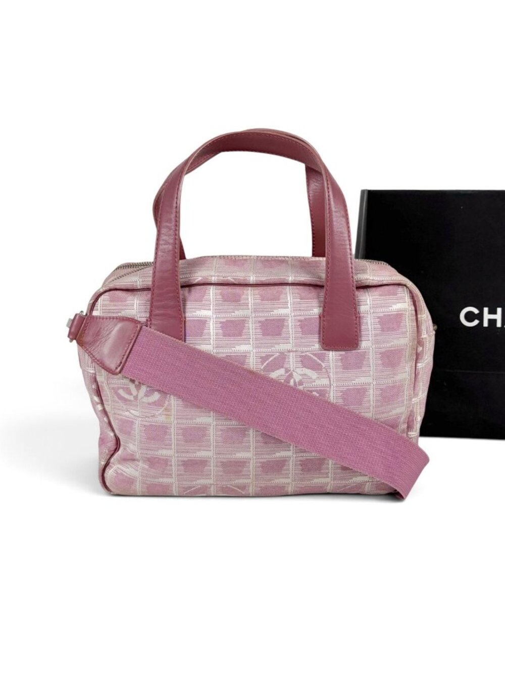 Chanel New Travel Line 2-Way Bag Pink Nylon Canvas CC Logo